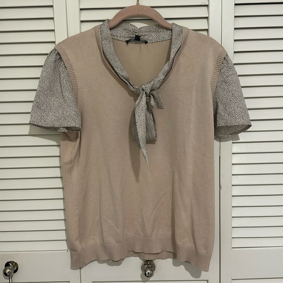 Adrianna Papell hammer satin tie neck sweater - Picture 4 of 8